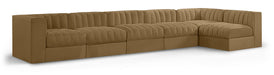 Rummi - Velvet Performance Fabric Upholstered 6 Piece Modular Sectional, L-Shaped (Right) - Simple Home Plus