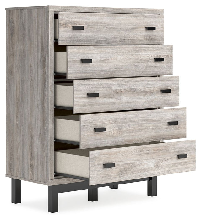 Vessalli - Black / Gray - Five Drawer Wide Chest - Simple Home Plus