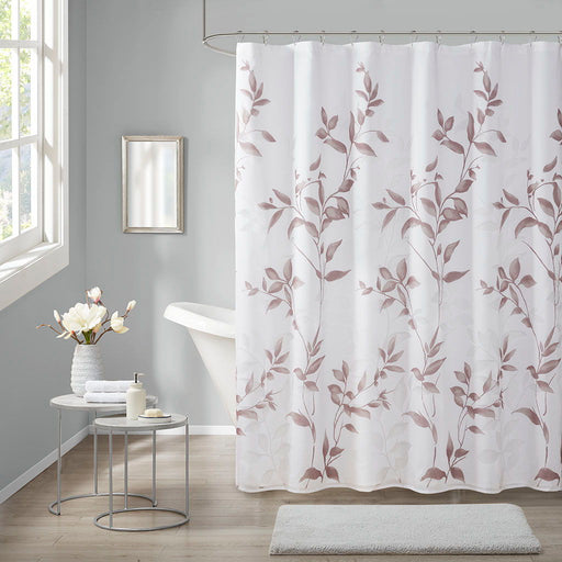 Cecily - Burnout Printed Shower Curtain - Mauve - Simple Home Plus