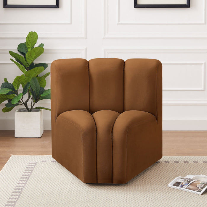 Arc - Velvet Curved Corner Chair - Saddle - Simple Home Plus