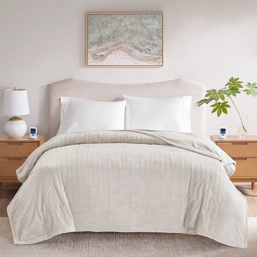 Microplush - Queen Heated Blanket With Wifi Technology - Ivory - Simple Home Plus