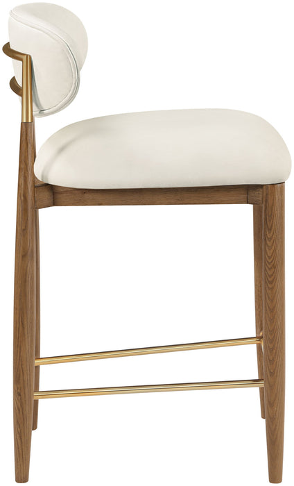 Riccio - Stool - Walnut And Gold Frame - Simple Home Plus