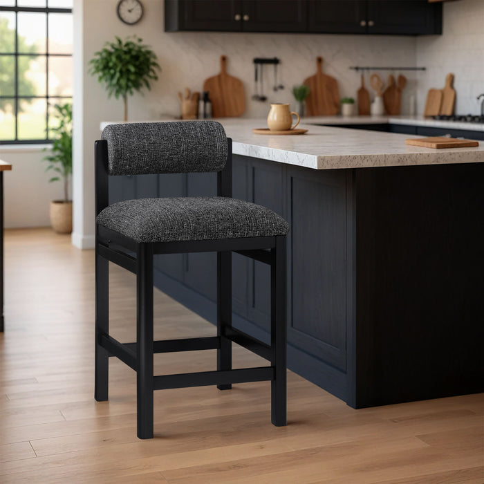 Roundhill - Fabric Counter Stool - Black Frame - Simple Home Plus