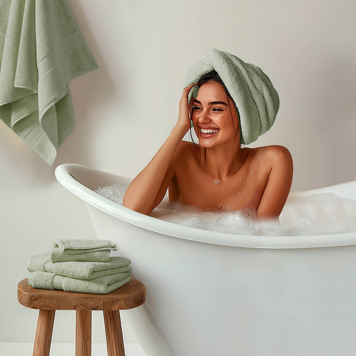 800GSM - 8 Piece Antimicrobial Towel Set - Sage Green - Simple Home Plus