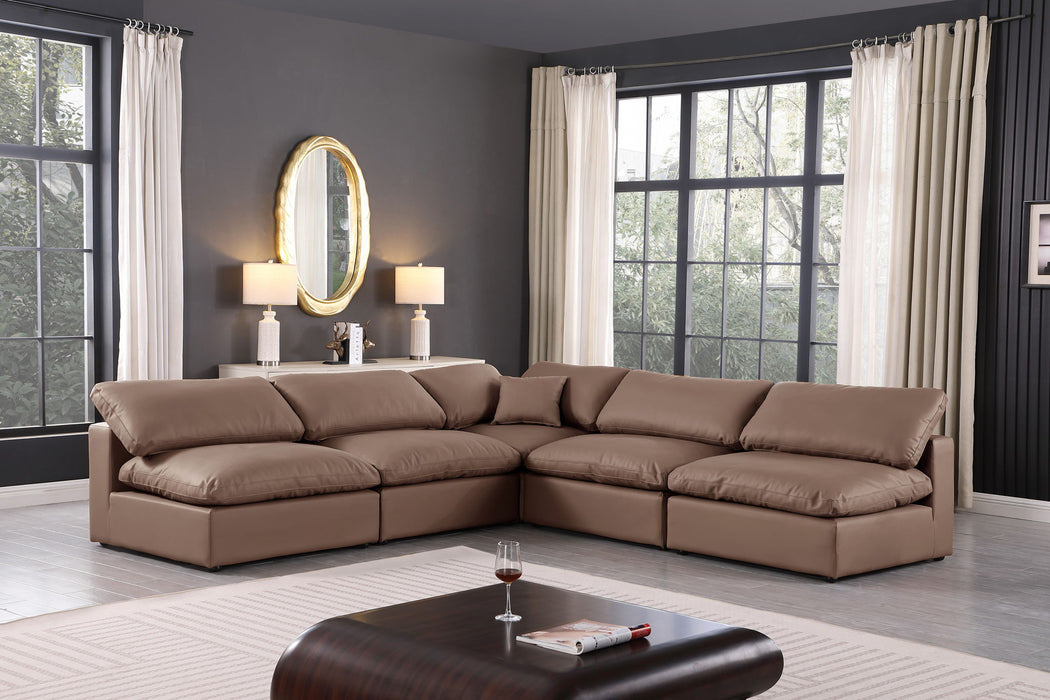 Comfy - 5 Piece Faux Leather Modular Corner Armless Sectional - Simple Home Plus