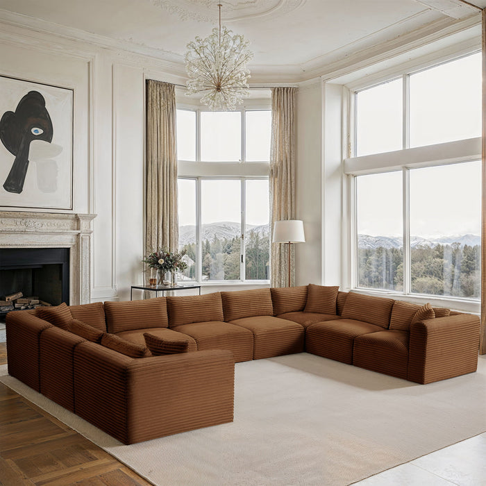 Shaggy - 9 Piece Modular U-Shaped Sectional - Simple Home Plus