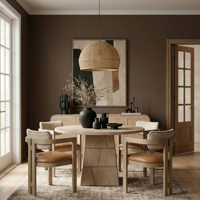 Tavio - 48" Oak Veneer And Solid Wood Dining Table - Simple Home Plus