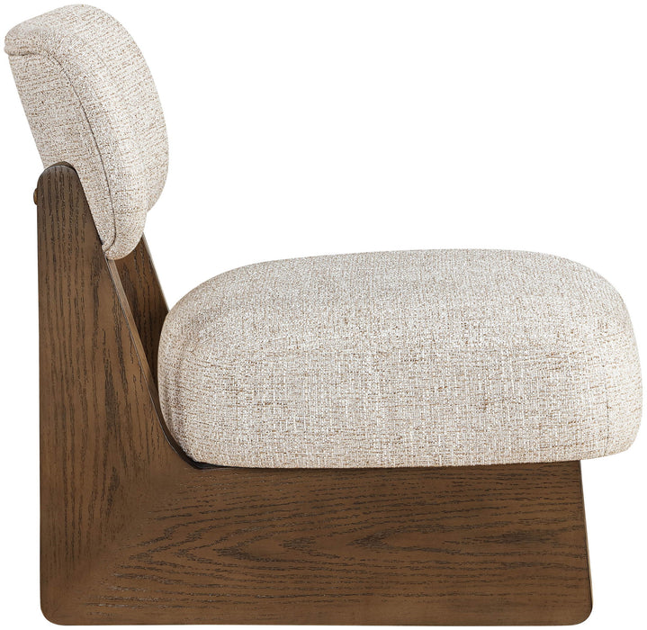 Vetra - Linen Textured Fabric Upholstered Accent Chair With Brown Base - Simple Home Plus