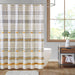 Cody - Cotton Stripe Printed Shower Curtain With Tassel - Gray/Yellow - Simple Home Plus
