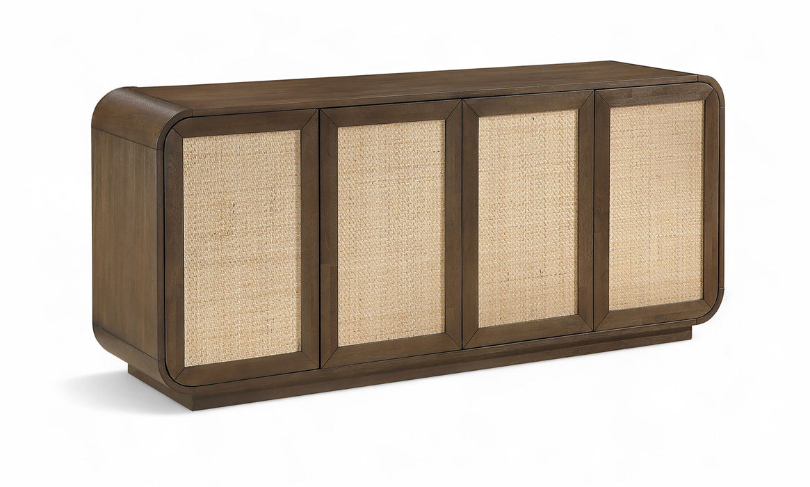 Windsor - Solid Wood And Brown Cane Sideboard / Buffet - Brown - Simple Home Plus