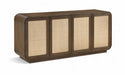 Windsor - Solid Wood And Brown Cane Sideboard / Buffet - Brown - Simple Home Plus