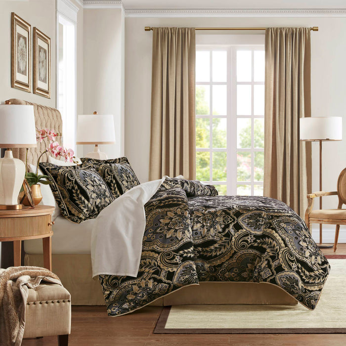 Julius - Queen Comforter Set - Black - Simple Home Plus