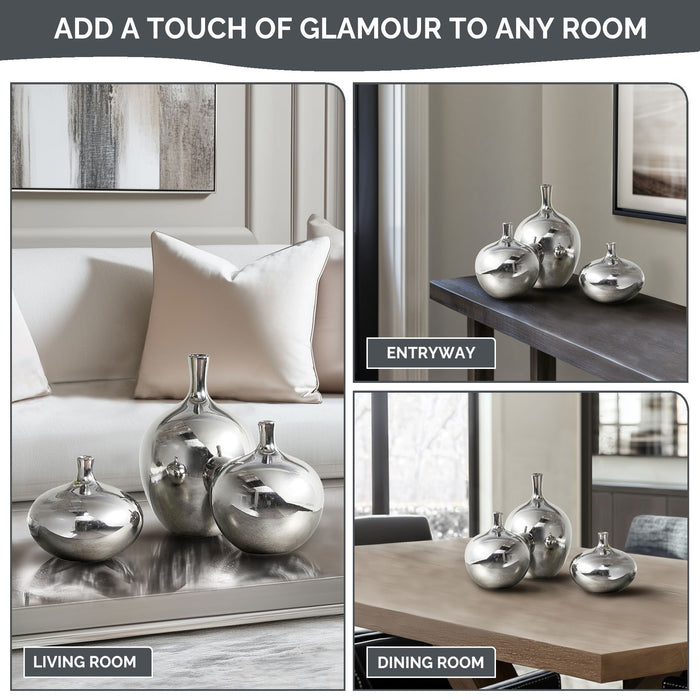 Ansen - Vase (Set of 3) - Silver - Simple Home Plus