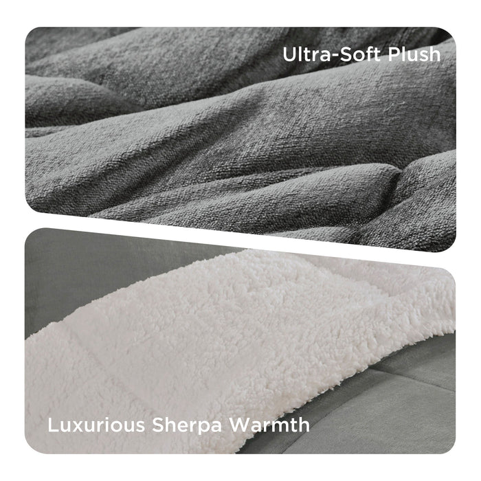 Alton - King Down Alternative Comforter Set - Charcoal / Ivory - Simple Home Plus