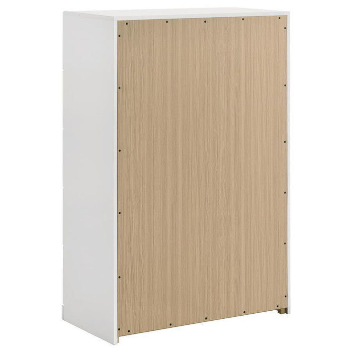 Ines - 5-Drawer Bedroom Chest Of Drawers - White High Gloss - Simple Home Plus