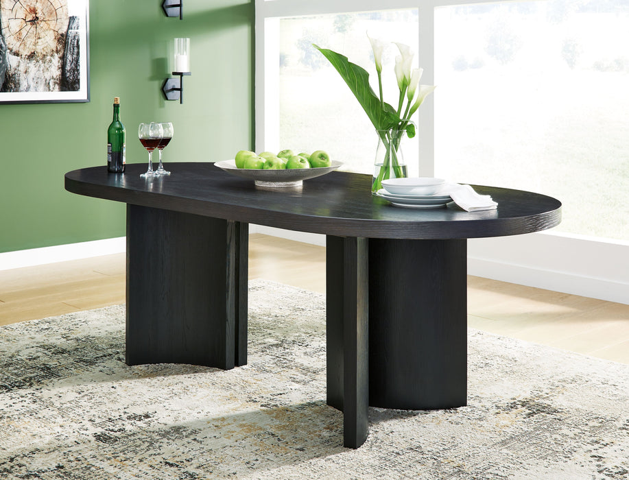 Rowanbeck - Black - Oval Dining Room Table - Simple Home Plus