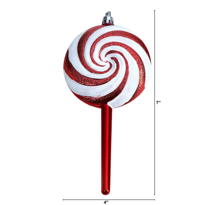 7" Candy Cane Lollipop Christmas Shatterproof Set of 4