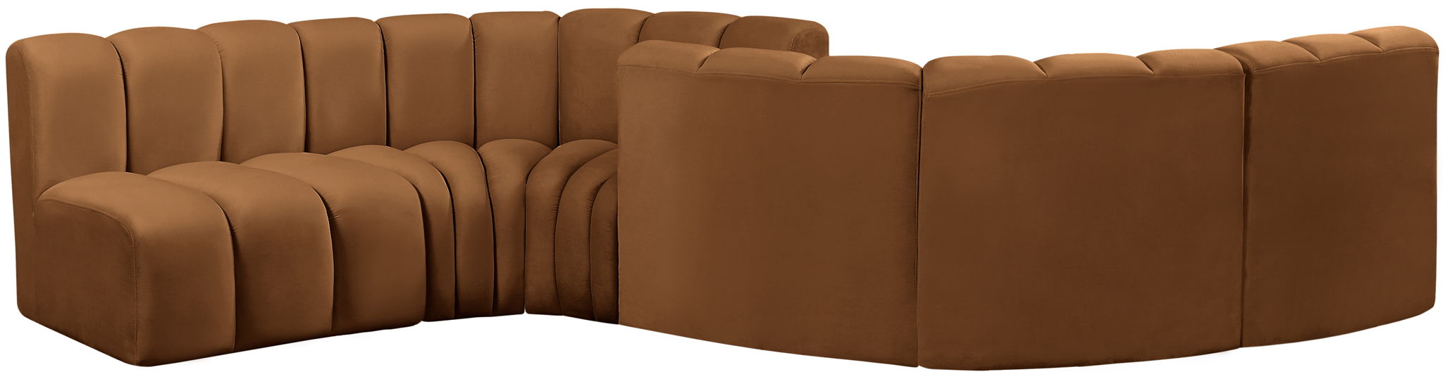 Arc - Velvet 6 Piece Modular Sofa - Saddle - Simple Home Plus