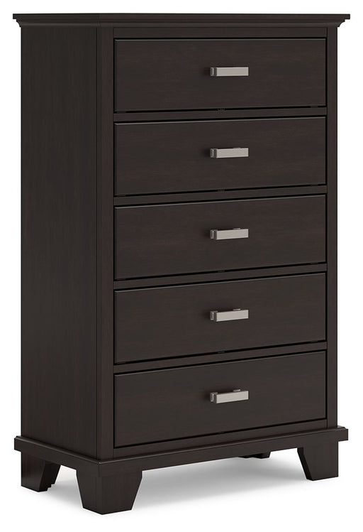 Covetown - Dark Brown - Five Drawer Chest - Simple Home Plus