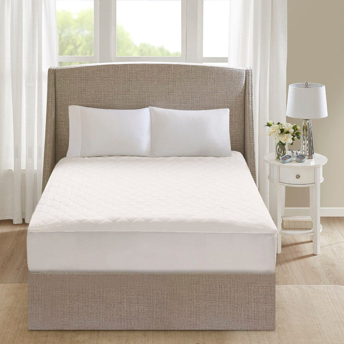 Cotton - Twin Long Deep Pocket Heated Mattress Pad-20 Heat Settings - White