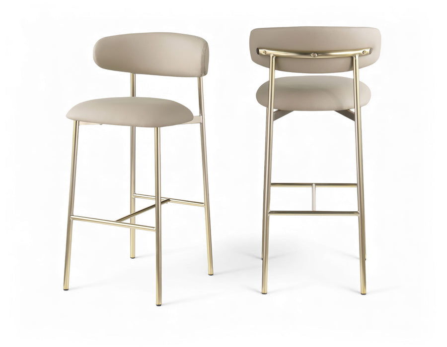 Lupita - Vegan Leather Upholstered Bar Stool With Brushed Gold Frame (Set of 2) - Simple Home Plus
