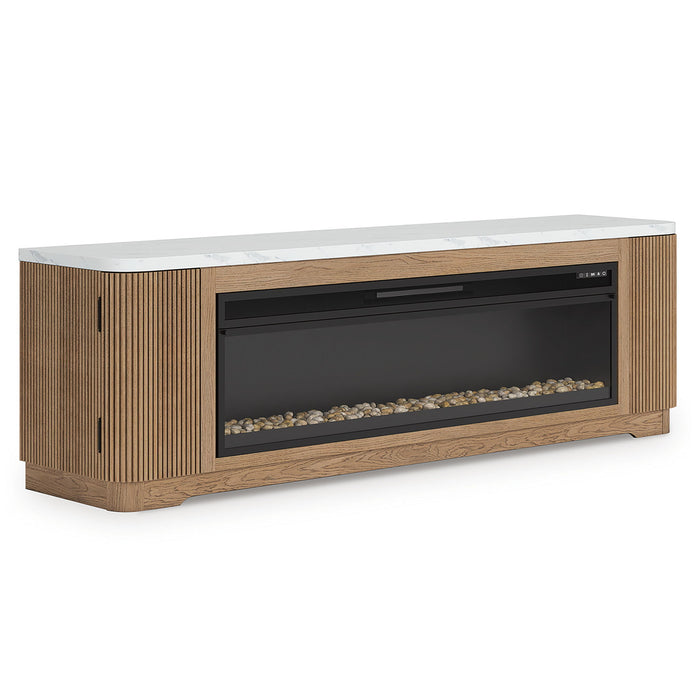 Camdill - 80" TV Stand With Electric Fireplace - Light Brown - Simple Home Plus