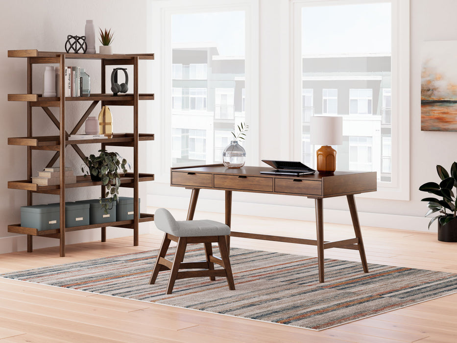 Lyncott - 3 Pc. - Home Office Desk, Chair, Bookcase - Brown - Simple Home Plus