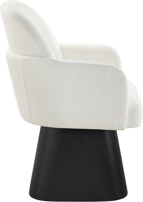 Marlowe - Linen Textured Fabric Upholstered Swivel Dining Arm Chair - Stained Black - Simple Home Plus