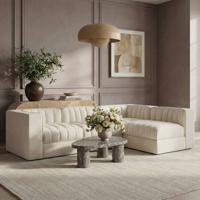 Rummi - Velvet Performance Fabric Upholstered 4 Piece Modular Sectional - Simple Home Plus