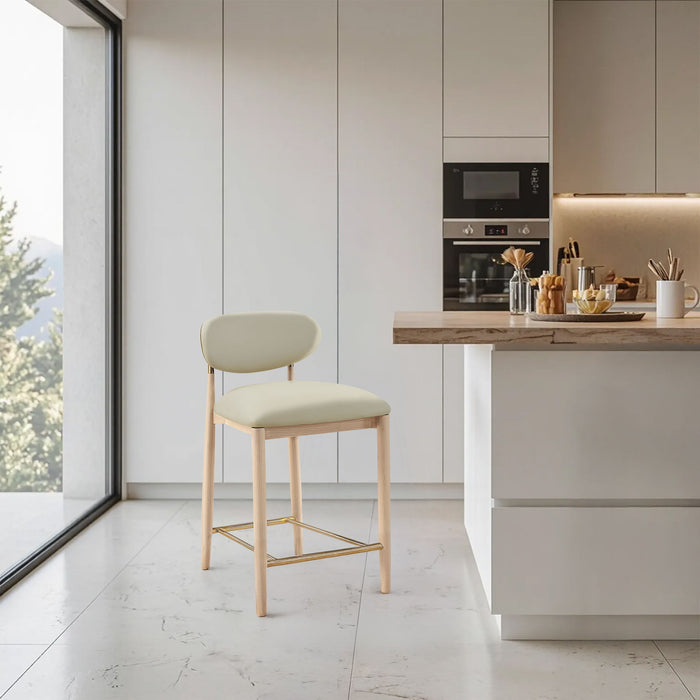 Riccio - Stool - Natural And Gold Frame - Simple Home Plus