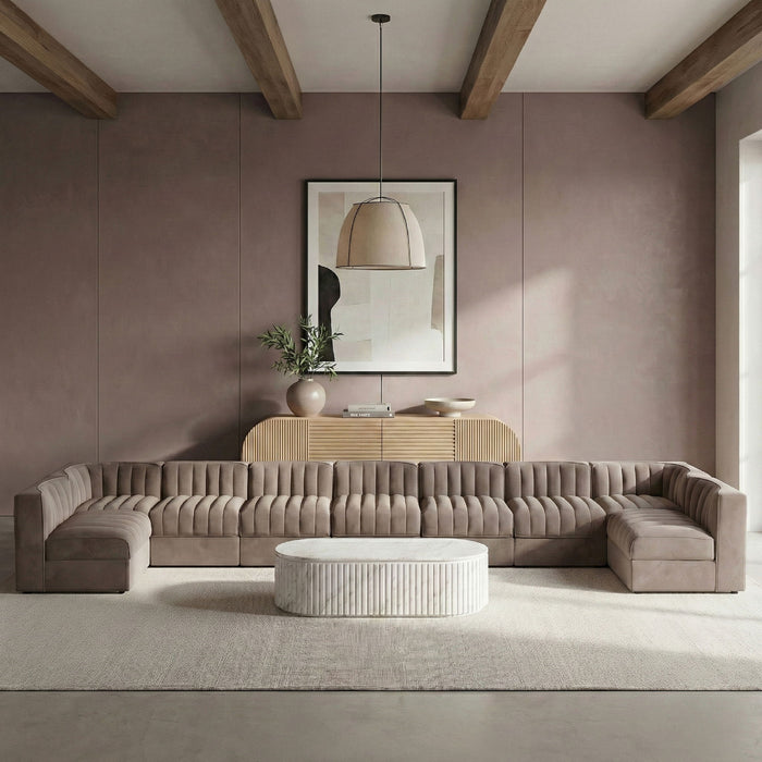 Rummi - Armless Velvet Performance Fabric Upholstered 9 Piece Modular Sectional - Simple Home Plus