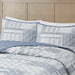 Graham - 3 Piece Full Jacquard Patchwork Quilt Set - Blue - Simple Home Plus