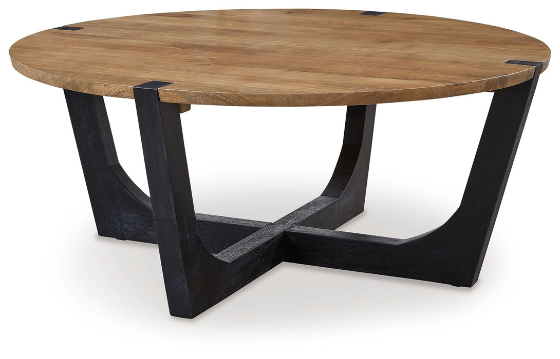 Hanneforth - Brown - Round Cocktail Table - Simple Home Plus