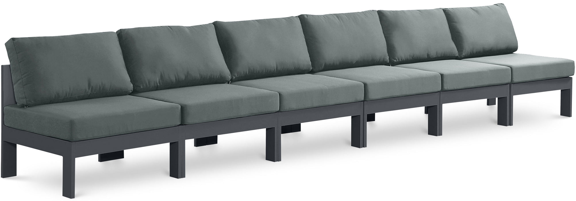 Nizuc - Outdoor Patio 6 Seat Armless Modular Sofa With Gray Frame - Simple Home Plus