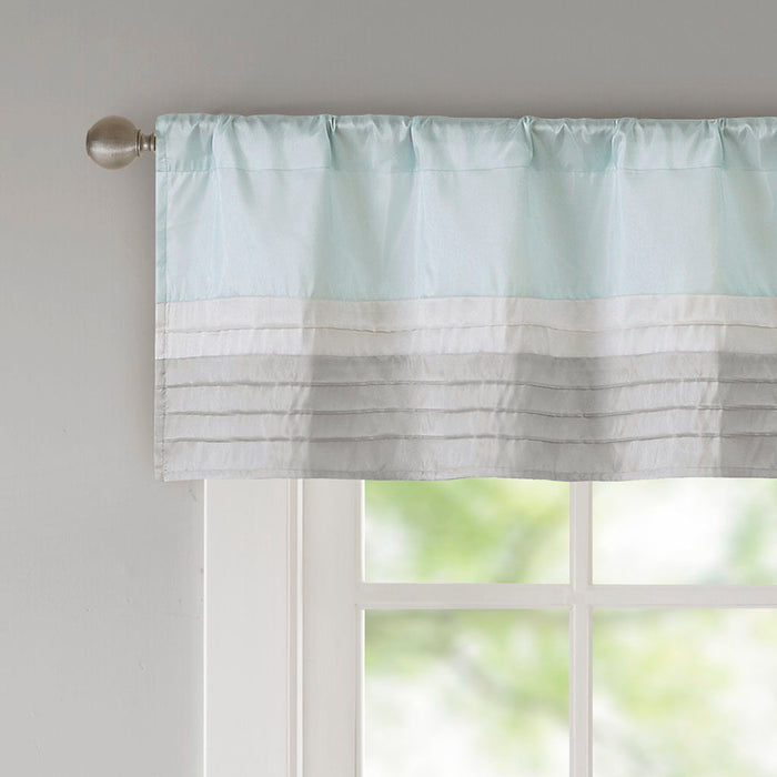 Amherst - Polyoni Pintuck Valance - Aqua - Simple Home Plus