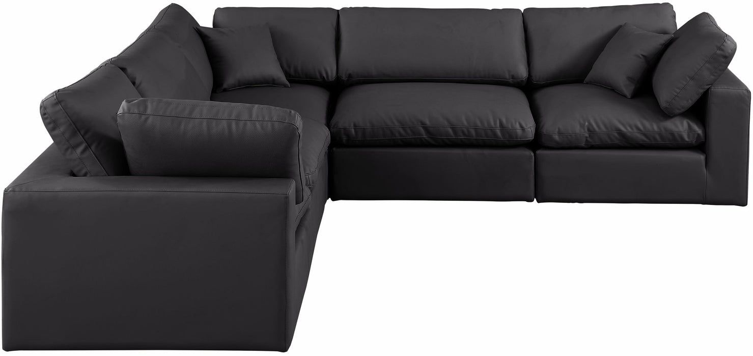 Comfy - 5 Piece Faux Leather Modular Corner Sectional - Simple Home Plus