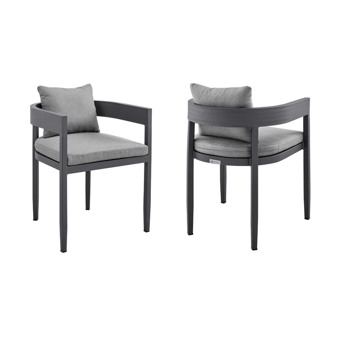 Menorca - Outdoor Patio Dining Chairs In Aluminum With Gray Cushions - (Set Of 2) - Simple Home Plus