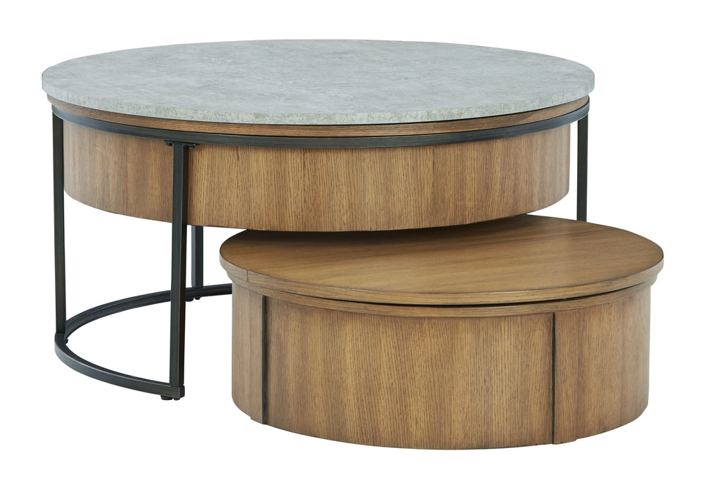 Fridley - Gray / Brown / Black - Nesting Cocktail Tables (Set of 2) - Simple Home Plus