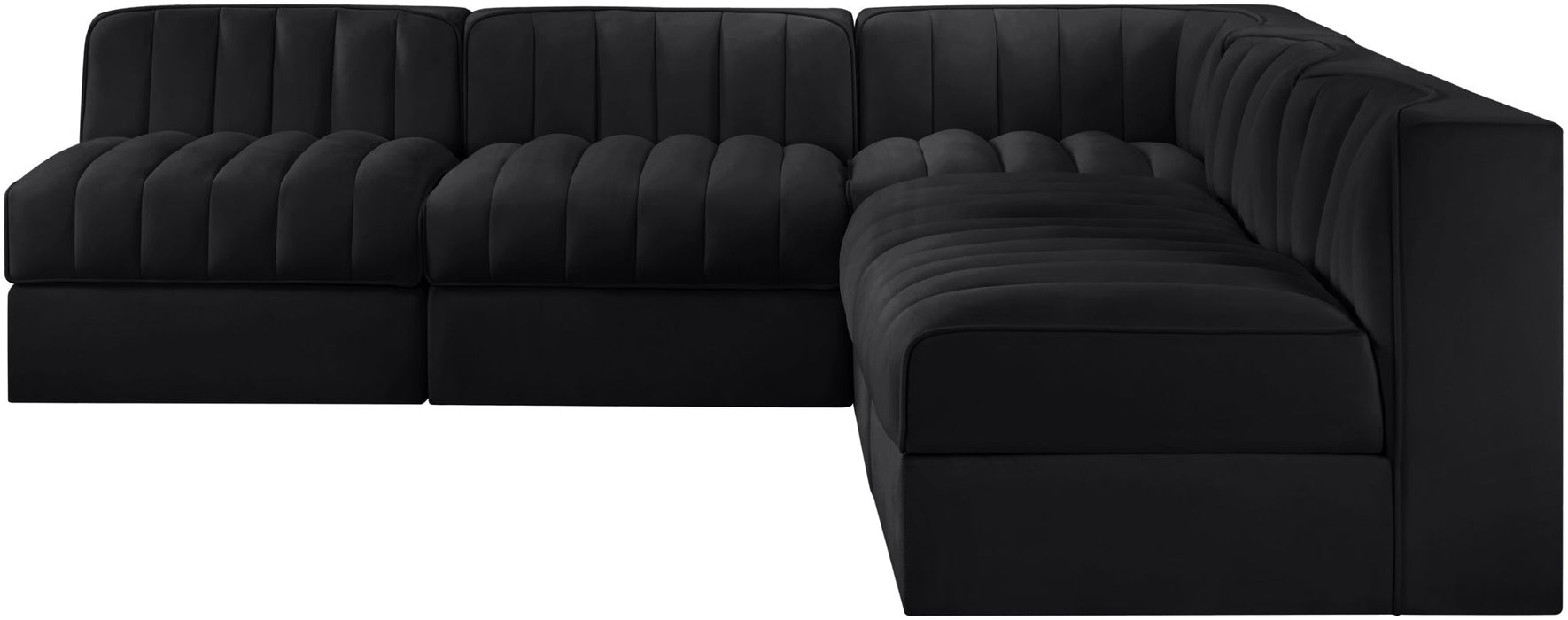 Rummi - Armless Velvet Performance Fabric Upholstered 5 Piece Modular Sectional - Simple Home Plus