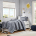 Logan - Twin/Twin Long Striped Duvet Set - Blue/Gray - Simple Home Plus