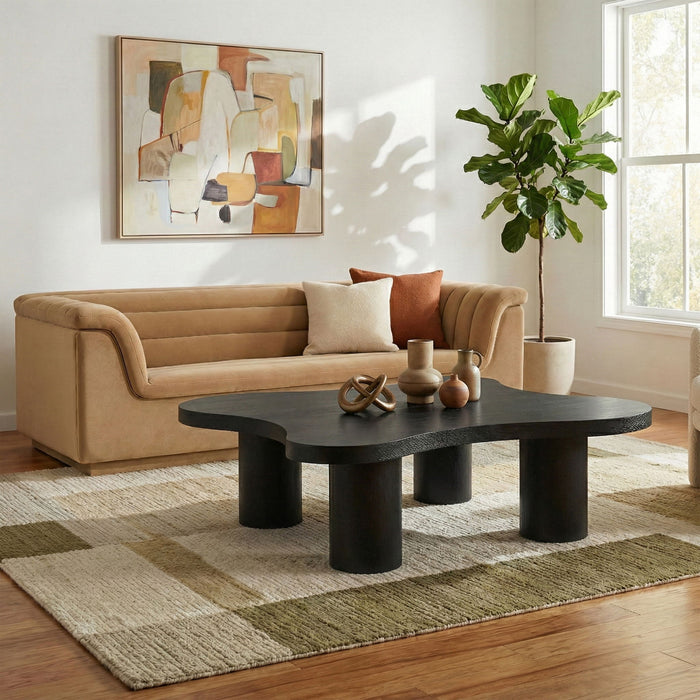 Cove - 48" Oak Veneer And Solid Wood Coffee Table - Simple Home Plus