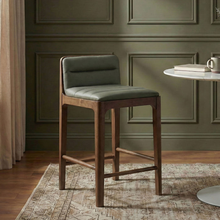 Ellis - Vegan Leather Upholstered Counter Stool (Set of 2) - Brown Base - Simple Home Plus