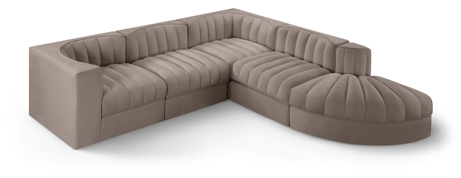 Rummi - Velvet Performance Fabric Upholstered 5 Piece Modular Sectional - Simple Home Plus