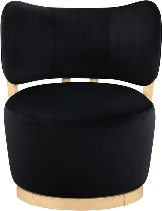 Elara - Velvet Upholstered Swivel Accent Chair - Stained Natural - Simple Home Plus
