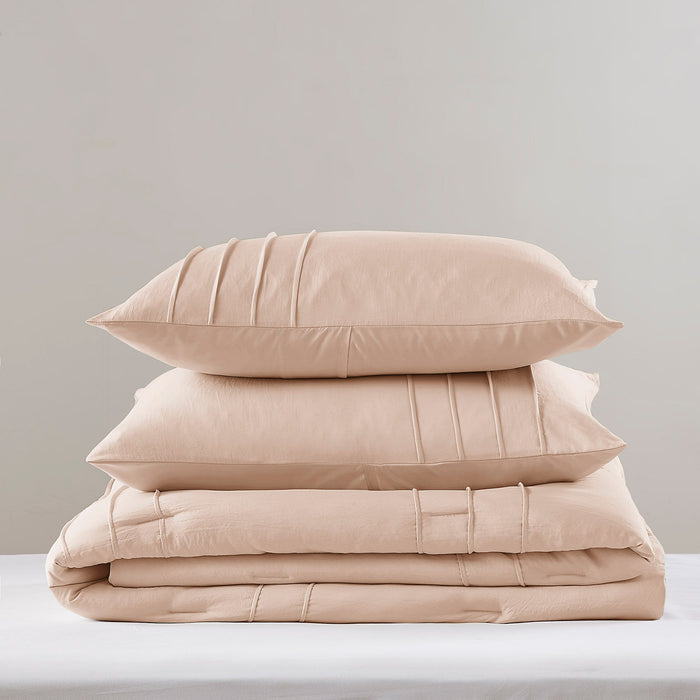 Porter - California King Soft Washed Pleated Comforter Set - Blush - Simple Home Plus