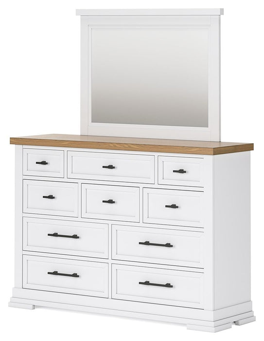 Ashbryn - White / Natural - Dresser And Mirror - Simple Home Plus