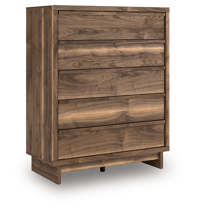 Chirason - Brown - Five Drawer Wide Chest - Simple Home Plus