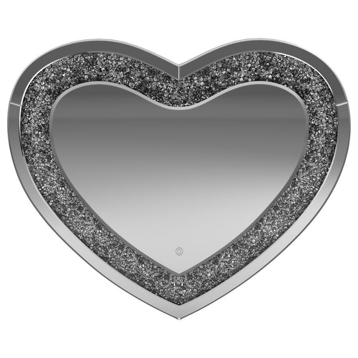 Aiko - Heart Shaped LED Light Wall Mirror - Silver - Simple Home Plus