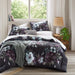 Jolene - 3 Piece Full/Queen Printed Comforter Set - Dark Gray/Plum - Simple Home Plus