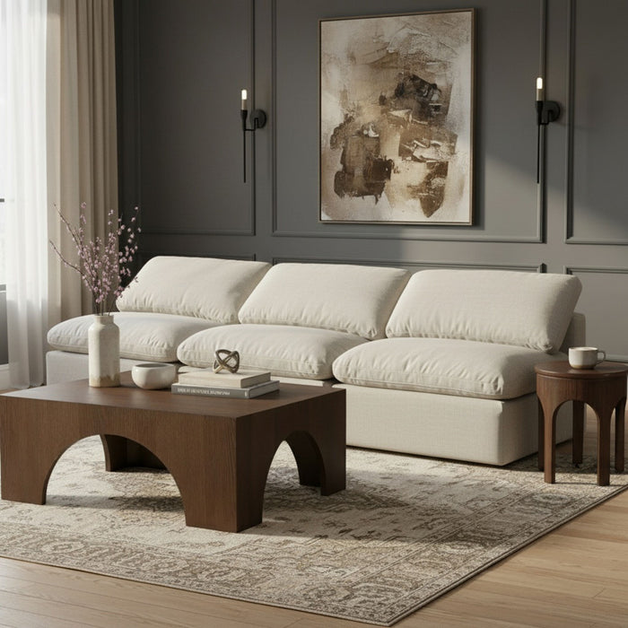 Indulge - Linen 3 Seat Modular Armless Sofa - Simple Home Plus